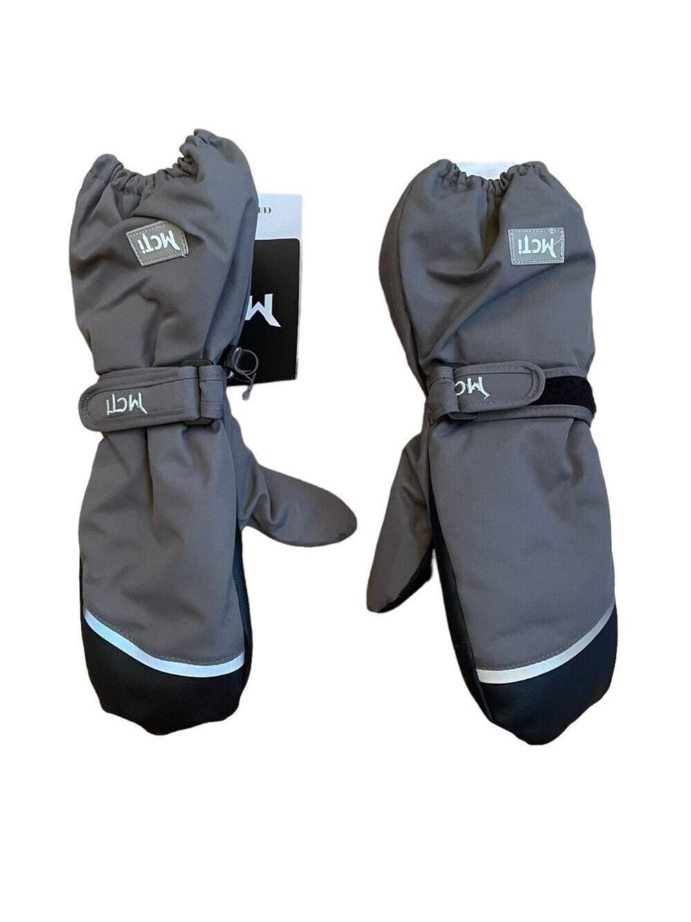 MCTI Kids Mittens Waterproof Winter Ski Warm Sherpa Lined Long Cuff  Gray Sz 4